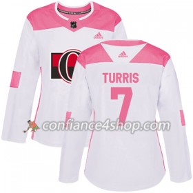 Adidas Maillot de Hockey Ottawa Senators Kyle Turris 7 2017-2018 Blanc Rose Fashion Authentic - Femme
